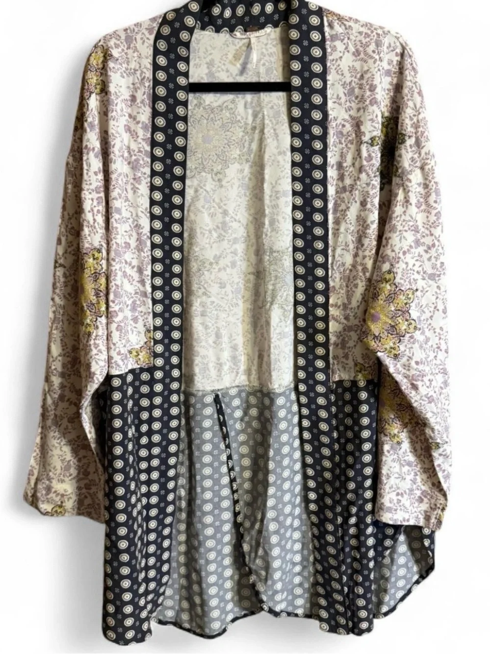 Free People Forget Me Knot Printed Kimono Cardigan Boho Festival Open Front M